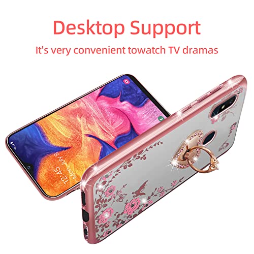 Coque pour Samsung Galaxy A10e or rose robuste avec cordon de poignet - 5