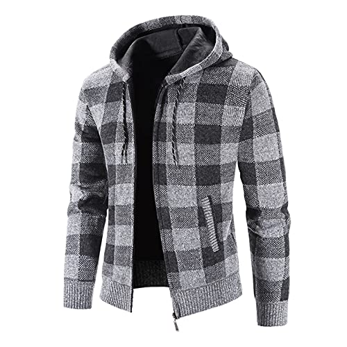 Cardigan veste hommes chaud pour hiver avec capuche doublée en velours