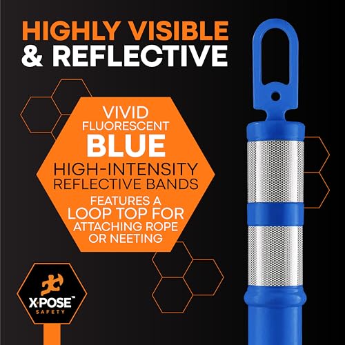 Image of Xpose Safety 45 inch Blue Delineator Posts with Base, 3-Pack