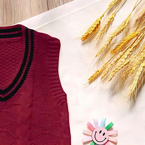 Baby Boy Girls Knit Sweater Vest Uniform Pullover Top Pure Color Cotton Spring Autumn Toddler4