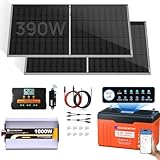 ECO-WORTHY 390W 12V Complete Solar Panel Kit for RV Home Off Grid Yard: 195W Solar Panels*2 + 1000W Solar Inverter+12V 100Ah Lithium Battery+ 30A Charge Controller + Bluetooth Module