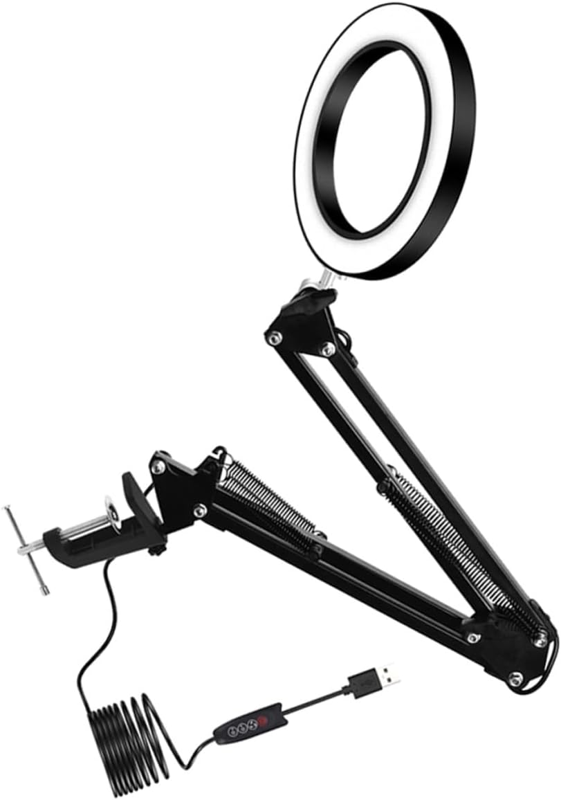 Veemoon 1pc Led Magnifying Mirror Led Magnifying Glass USB Desk Lamp Desk Lamp for Desk Light Table Lamp Portable Glass for Book Light Clip-on