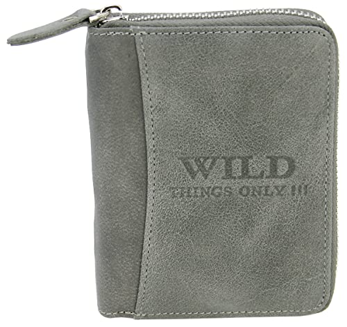 WILD THINGS ONLY !!! Herren Leder Geldbörse - RFID-Schutz - Reißverschluss - mit Geschenk-Box Cover