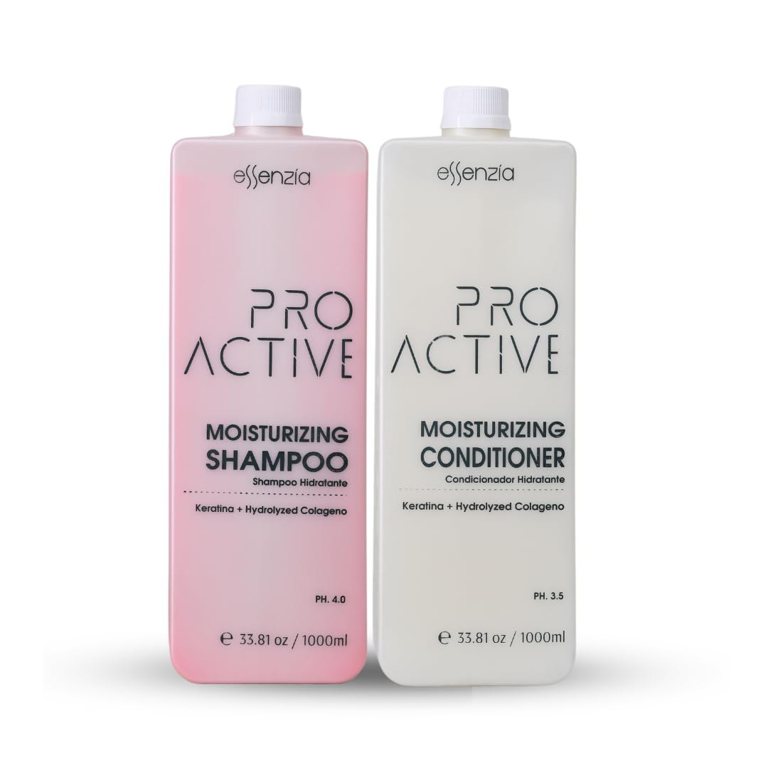 ESSENZIA Proactive Professional Brazilian Moiturizing Shampoo & Conditioner Kit - For Nanoplastia Treatment, Keratin & Straightening | Luxurious Hydration & Nourishment | 1000 ML