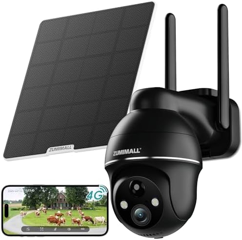 ZUMIMALL 4G LTE Cellular Solar Security Cameras Wireless Outdoor,...