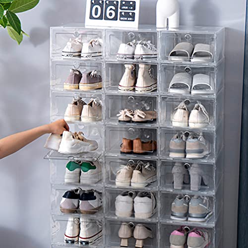 FAVOMOTO Organizador de sapatos de plástico, 6 peças, caixas de sapato empilháveis de plástico trans