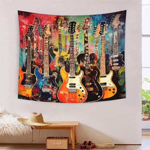 Guitare 3D effet tapisserie art mural tissu déco salon et chambre