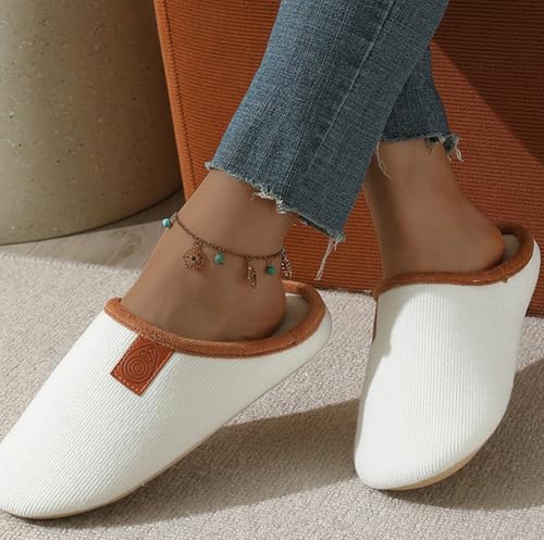 Women’s Quiet Silent Slipper Fall Comfort Non-Slip Bedroom Slide Cozy Cotton Indoor Memory Foam Warm House Shoes3