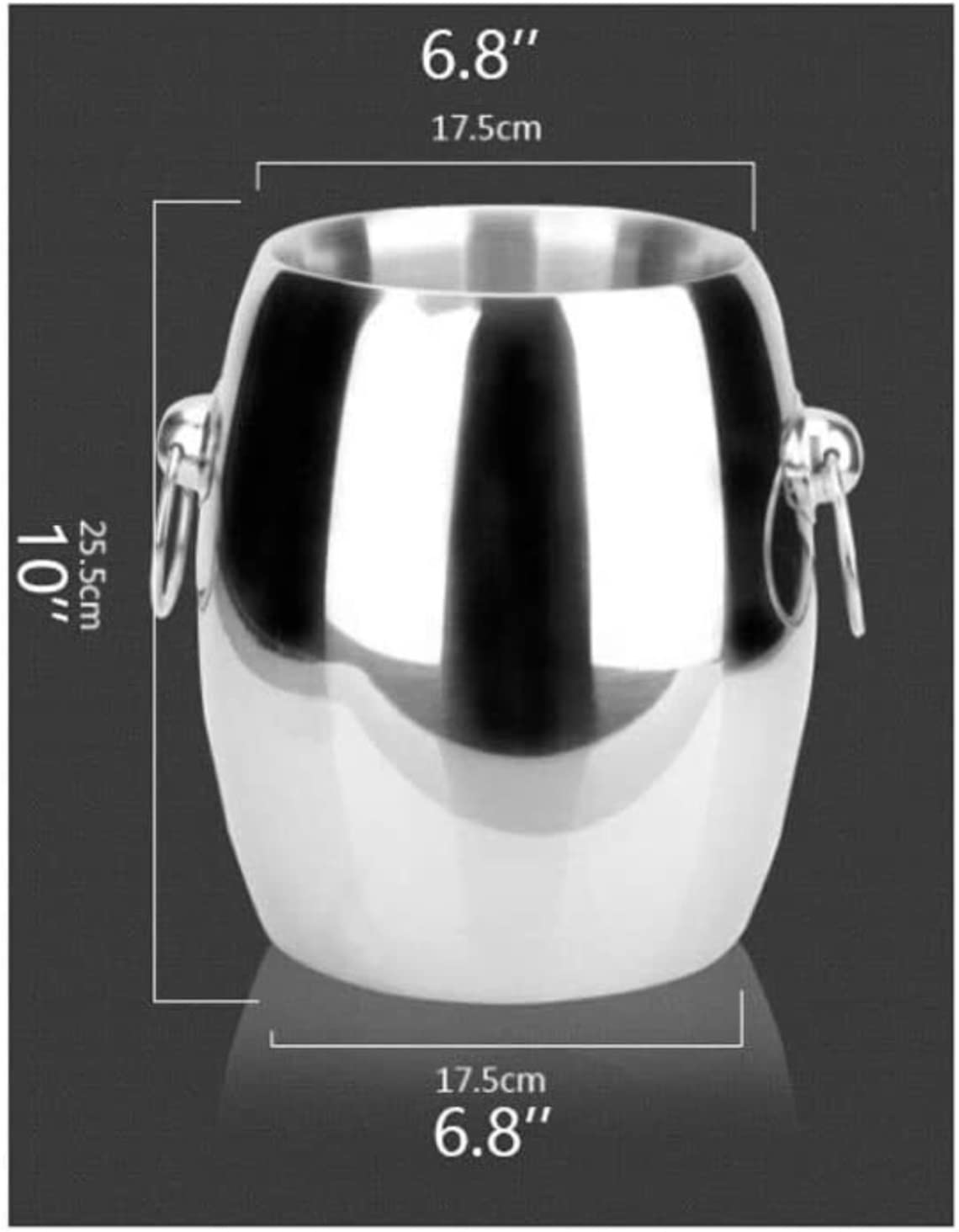 Cubeta​para Hielo, Cubo De Hielo Cubo De Champán Cubo De Vino Cubo De Hielo De Doble Pared De Acero Inoxidable Cubo De Vino De Champán De Metal Decorativo Barril Enfriador Cubo De Hielo Cubo Enfriador