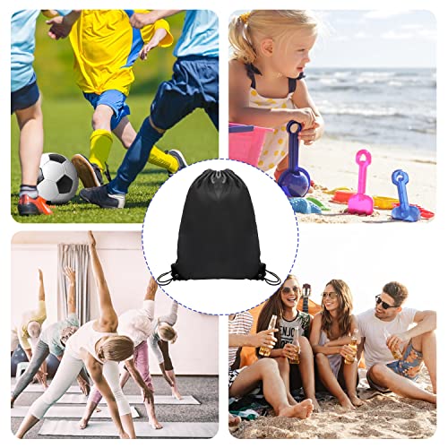 Sliverdew Kordelzugbeutel, schwarze PE-Beutel Kordelzug Turnbeutel String Schwimmbeutel Kordelzug Rucksack für Sport, Schule, Fitnessstudio, Reisen, Schwimmen, Strand