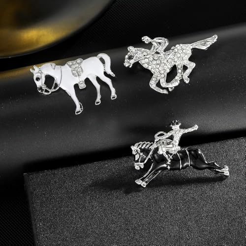 Image of coadipressGold Derby Horse Racing Brooch For Women And Men Rhinestone Horse Pin Brooch Western Cowgirl Pin Jewelry for Horse Lover