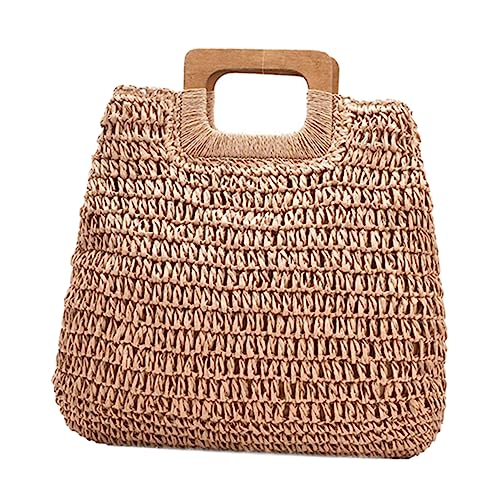 Sac de plage en paille léger grand paquet tissé femme pour sorties et courses