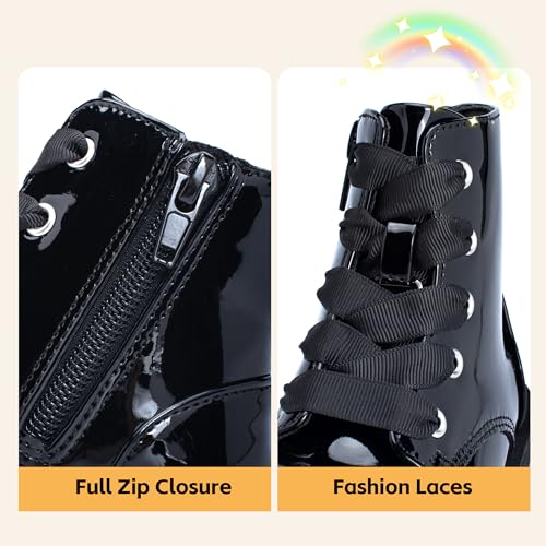 ICEBIRDS Girls Boys Combat Boots Side Zipper Ankle Shoes with Lace Up (Toddler/Little Kid)3