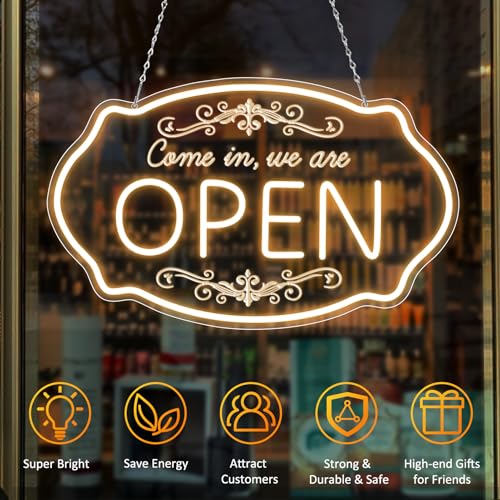 Néon ouvert blanc chaud idéal pour décoration murale de bar et salon - 3