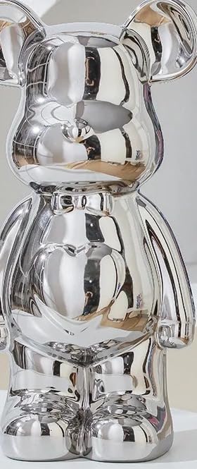 Statues céramiques d'ours style brick argent 17cm pour sculpture moderne