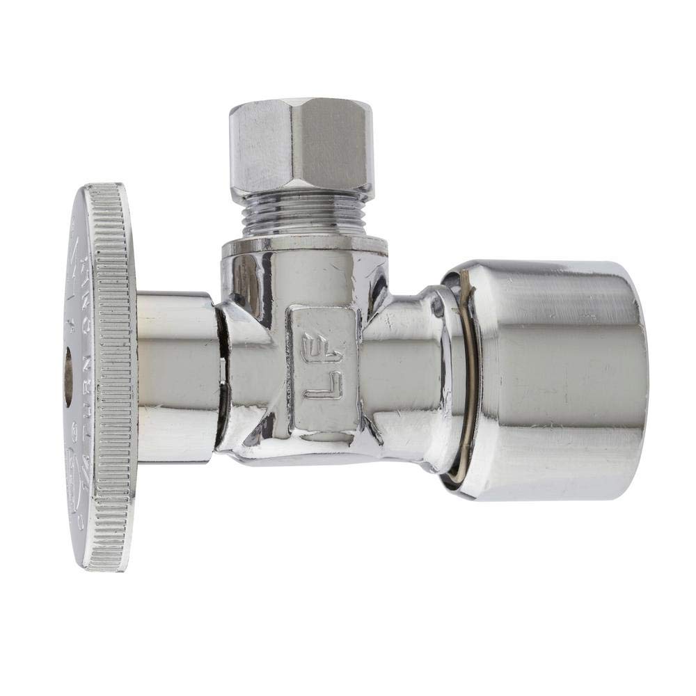 Keeney 2068PCLF Compression Quarter Turn Straight Valve – 5/8-Inch O.D. X 3/8-Inch O.D., Chrome, Lead-Free