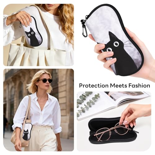 Image of Sunglasses Case with Belt Clip, Ultra Light Neoprene Zipper Soft Padded Glasses Case for Women Men