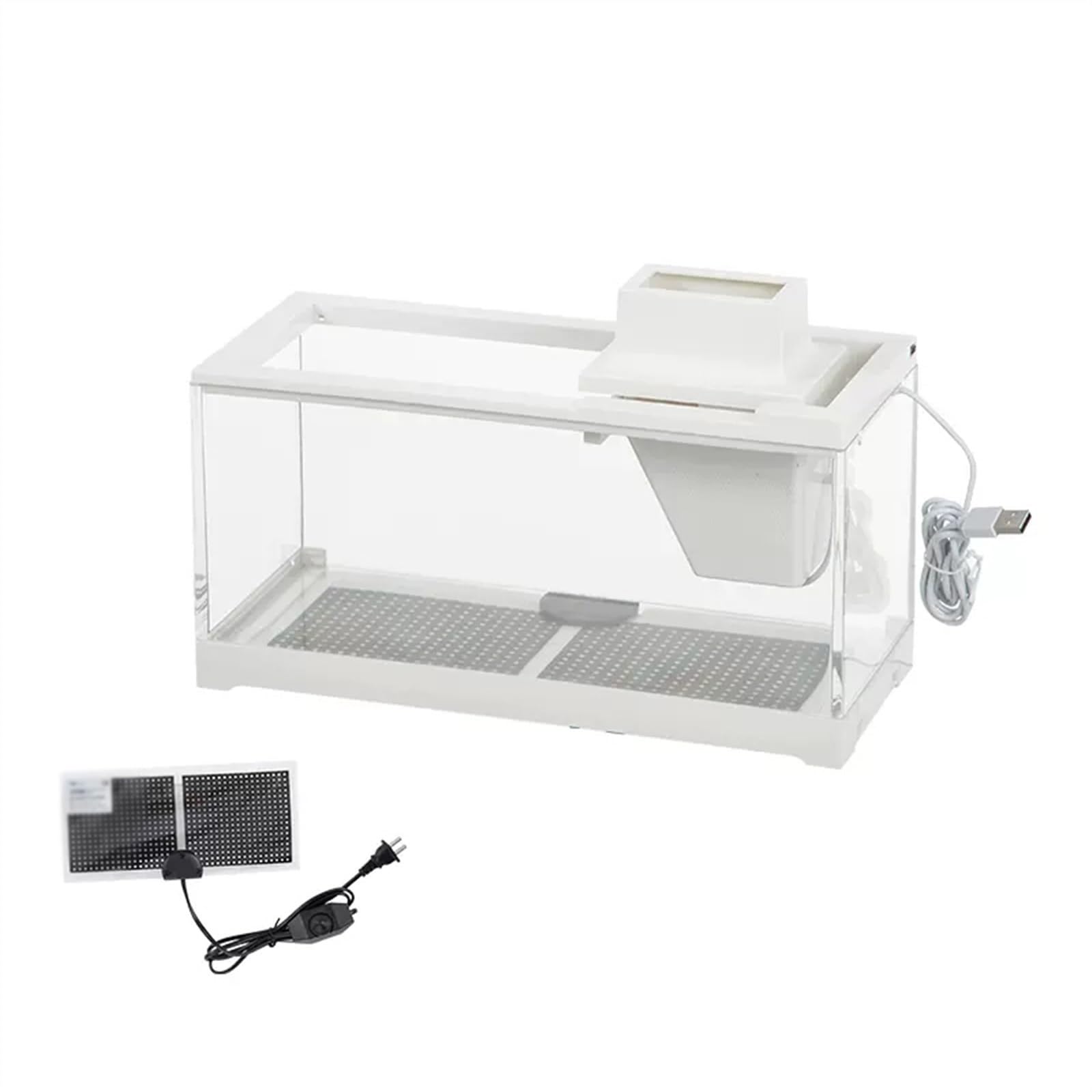 WAOCEO Acuario Tanque de AcuarioTanque de Peces Rectangular TransparenteAcrílico a Prueba de Caídas for Uso Doméstico con Bomba y Luz IncorporadaAcuario Ecológico Acuario ​Estable