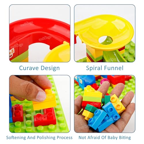 Image of Zest 4 Toyz 88 Pieces Building Blocks Funnel Slide DIY Sets Bricks Assembly Block Marble Run Slide Track Set Toys for Kids