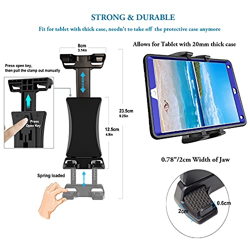 Stativhalterung für iPad Pro 12.9 11 10.5, iPad Air Mini, Surface Galaxy Tab 3,5 bis 34,3 cm (51 Zoll), Aluminium… – Bild 8