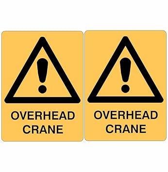 CVANU Overhead Crane Safety Sign Sticker Self Adhesive PVC Vinyl (Pack of 3)