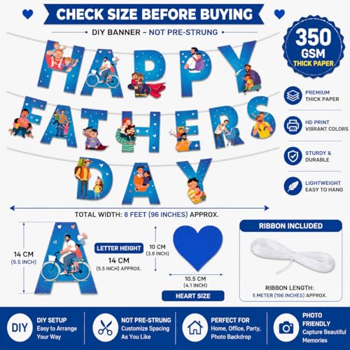 Image of Festiko Father's Day /Super Dad Birthday Party Decorations Items for Surprise (Fathers Day Banner with Ribbons)