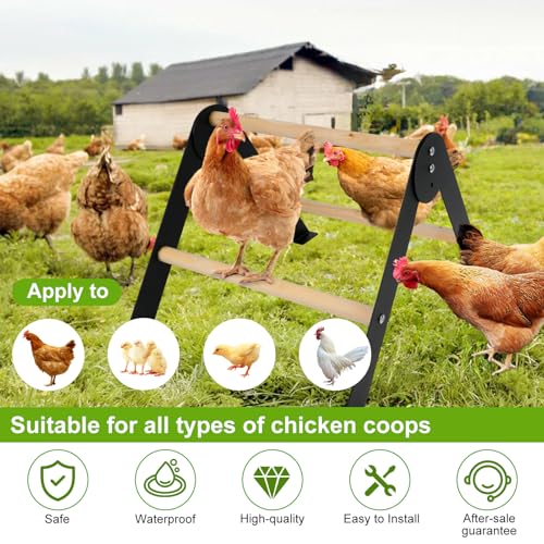 Image of Wooden Chicken Roosting Perch, Metal and Wooden Training Hen Roosting Bars Stand for Coop Entertainment