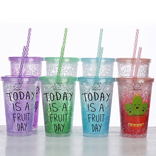 Dakoufish 12 Piece 9 Inch Reusable Plastic Thick Drinking Straws Bpa Free Mason Jar Straws Transparent Small Stripe 6 Colors (9Inch Pink) #TOP2