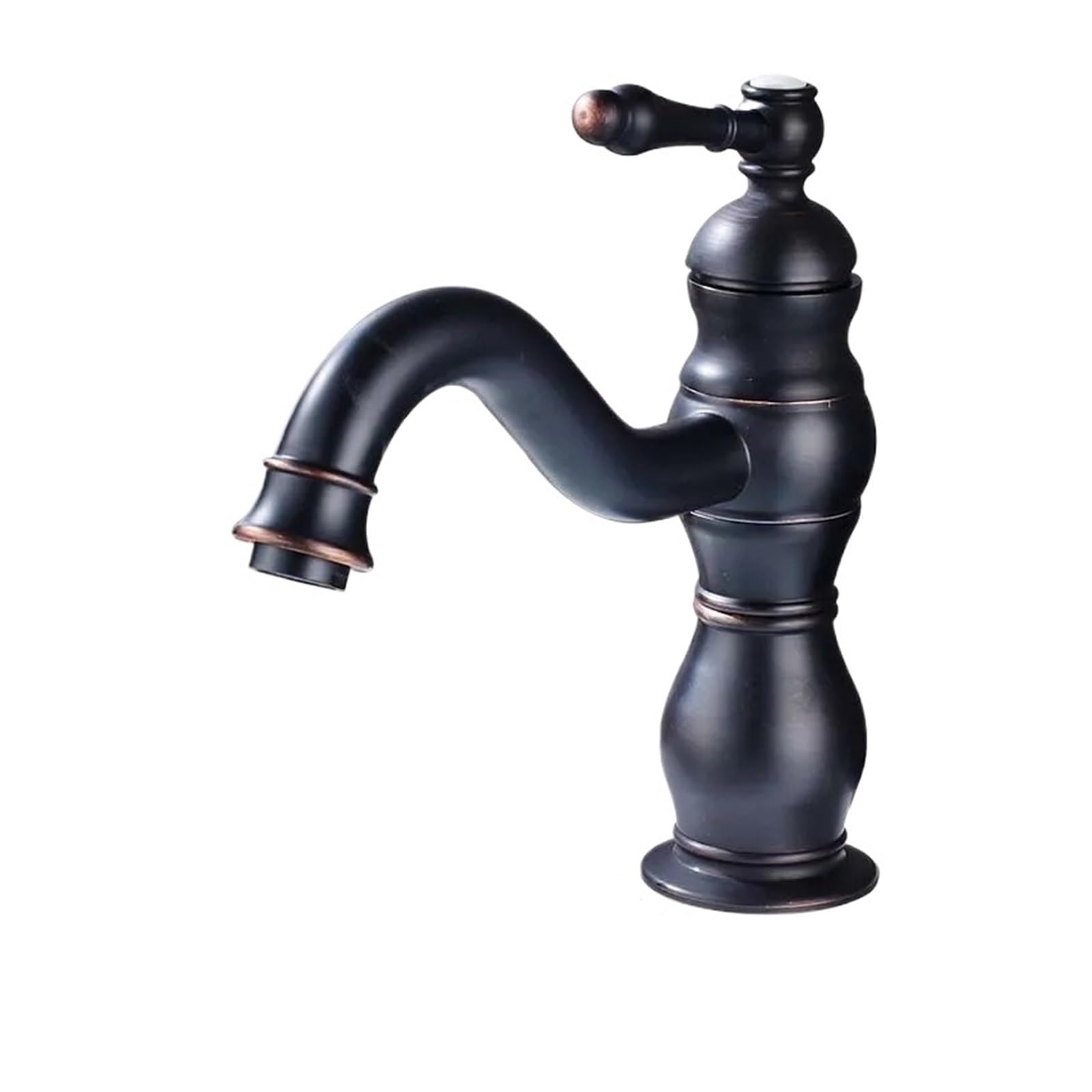 Grifo de baño de encimera negro con caño largo giratorio que soluciona la falta de espacio en el lavabo