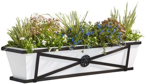 36in. The Medallion Tapered Iron Window Box with Vinyl Liner