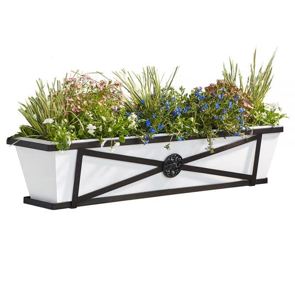 30in. The Medallion Tapered Iron Window Box with Vinyl Liner