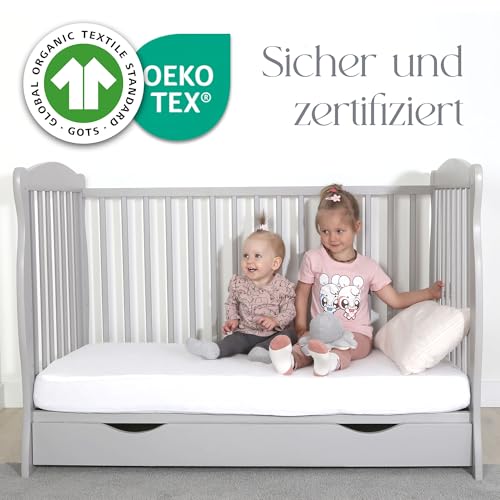 Spannbettlaken Kinderwagen 40x90 Aus 100% Bio-Baumwolle – Waschbar & Ultraweich Weiss 2er-Set Spannbettlaken - Für Baby – Ansicht 2