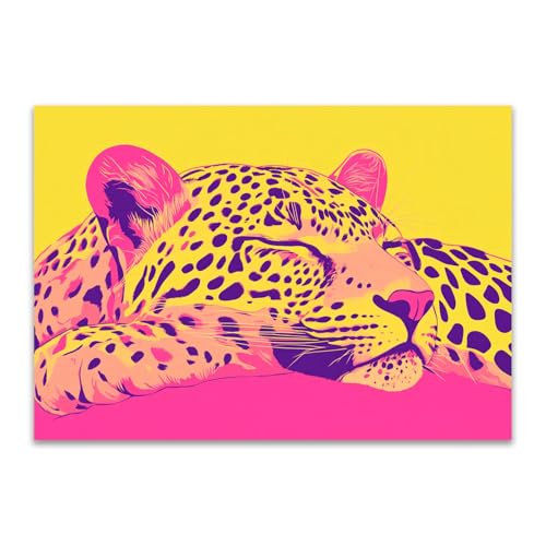 Lienzo de leopardo durmiendo negro 40x60cm estético para pared