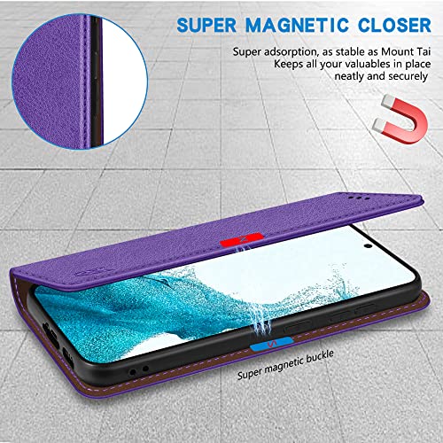 Image of ZZXX for Galaxy S23 Plus Wallet Case Strong Magnetic 6.6 inch,Purple
