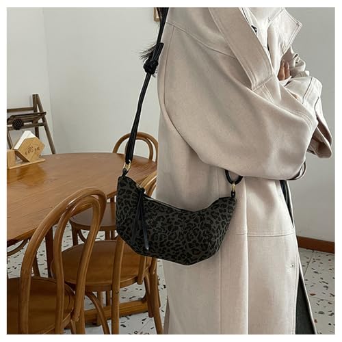 Image of Leopard Print Crescent Bag for Women Cheetah Print Hobo Crescent Crossbody Bag Casual Vintage Sling Half Moon Bag