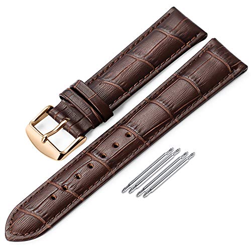 iStrap Correas De Reloj De Cuero - Correa De Repuesto para Hombres Y Mujeres - Hebilla De Acero Inoxidable - 18 mm 19 mm 20 mm 21 mm 22 mm 24 mm - Negro Marrón