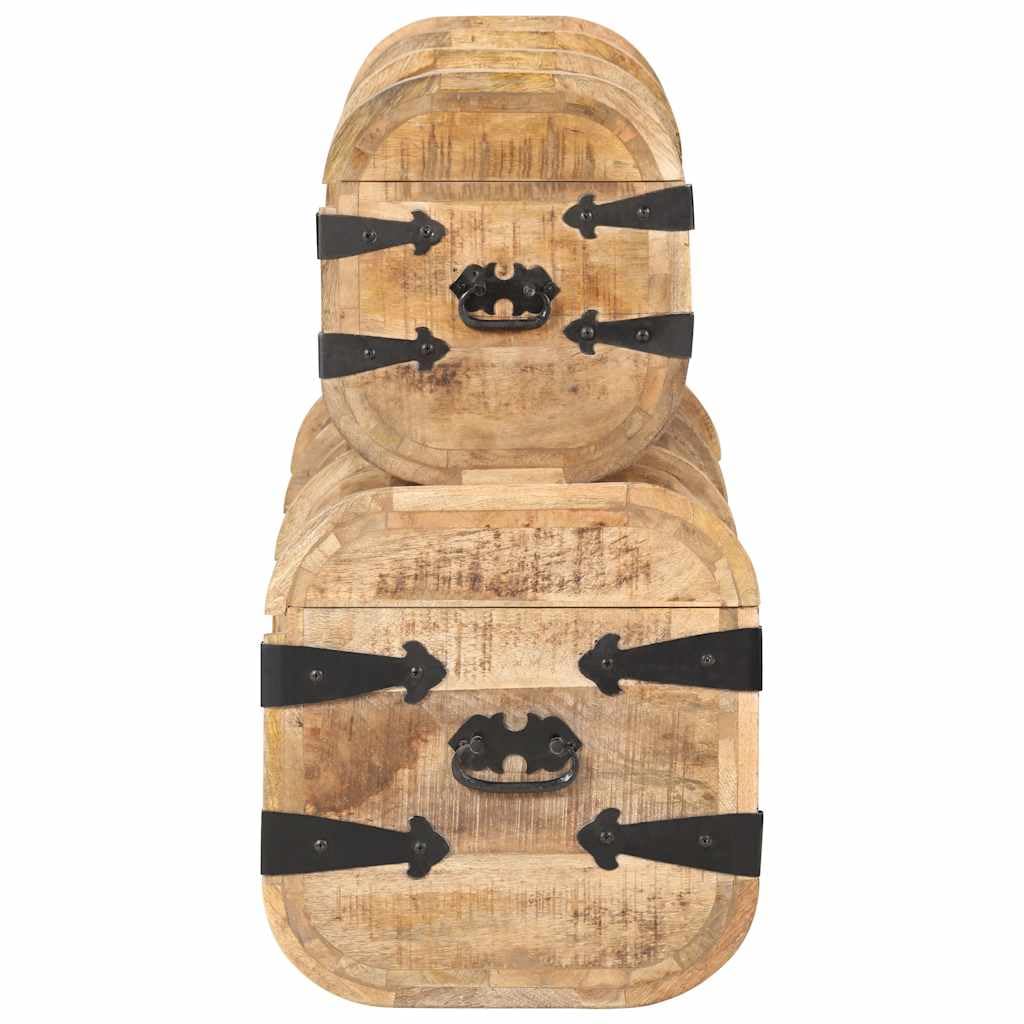 Juego de 2 baúles de madera maciza de mango
