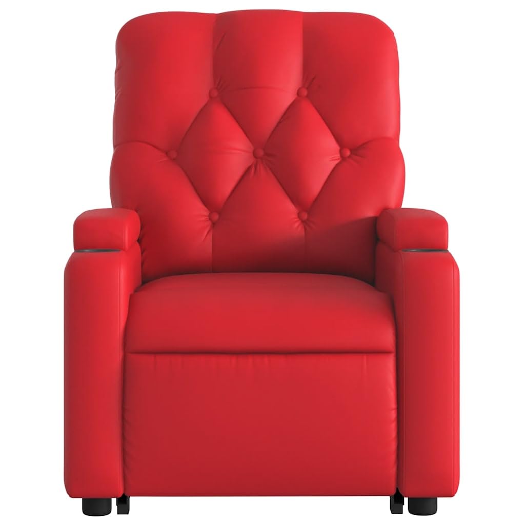 Sillón elevador reclinable eléctrico rojo de piel sintética con masaje por vibración y función de elevación automática para asiento cómodo y relajación total Este título