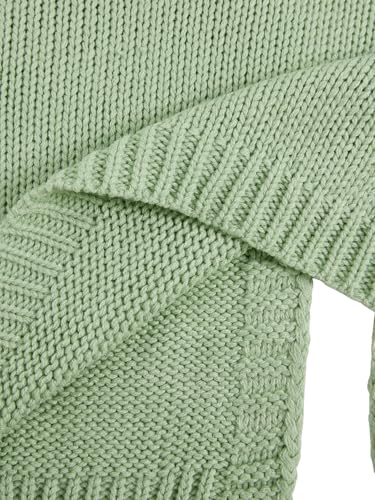 Image of MakeMeChic Women's 3D Floral Cardigan Sweaters Open Front Cropped Cute Cardigan Lantern Sleeve Outerwear Mint Green Medium