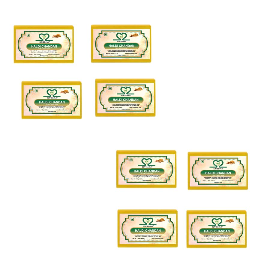 Image of Haldi Chandan Face & Body Handmade Soap 125 gm (Pack of 8) (8 x 125 g)
