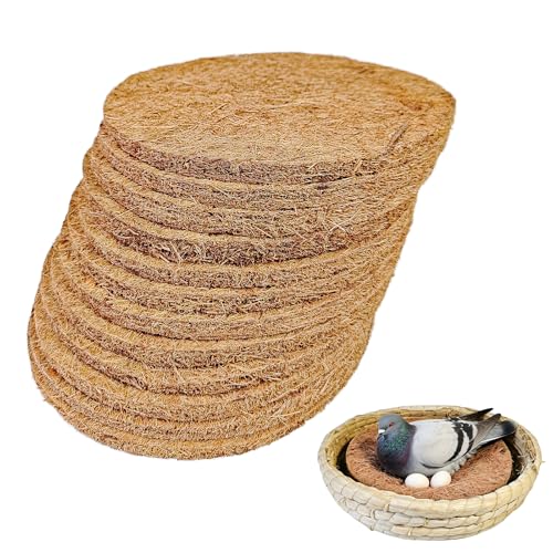 Image of kathson 12PCS Pigeon Nest Pads,Natural Coconut Fiber Parakeet Nesting Material,Bird Egg Mat Hatching Bedding Accessories,Pigeon Nesting Bowl Breeding Pads for Chicken,Finch,Quail