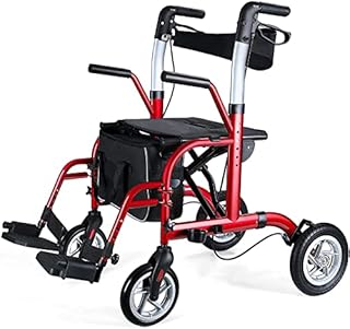 Healconnex 2 in 1 Rollator Walker for Seniors-Medical Walker with Seat,Folding Transport Wheelchair Rollator with 10