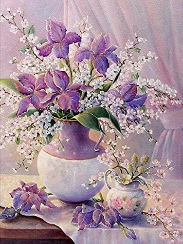 5D Drilled Resin Full Diamond Painting Picture Diy Cross Stitch Embroidery Rhinestones by Number Kits Craft Romantic Flower (30x40CM)