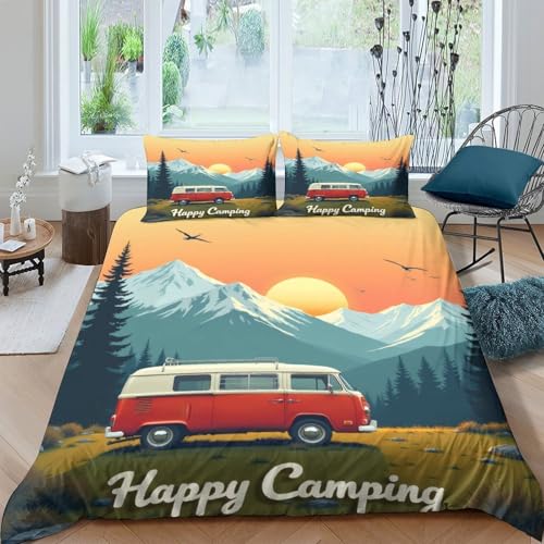 Housse de couette Fourgonnette Vintage microfibre ultra douce 140x200 - 4