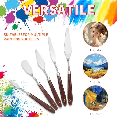 5pcs Palette Knife,Stainless Steel Spatula Palette Knife set, Pallet Knife,Painting Knives,Oil Painting Accessories for Oil, Canvas, Acrylic Painting By EGYPAMID - Image 6