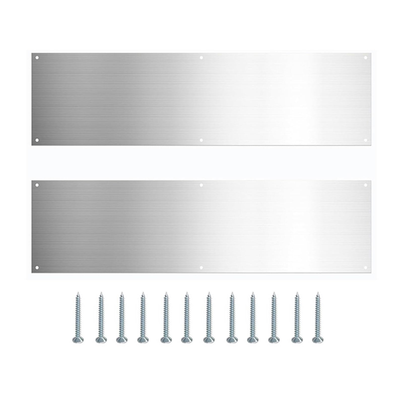 Msioytog 2pcs Rectangular Kicking Plate Stainless Steel Door Finger Push Plate Protections with Holes Screws Front Back Plates for Knobs