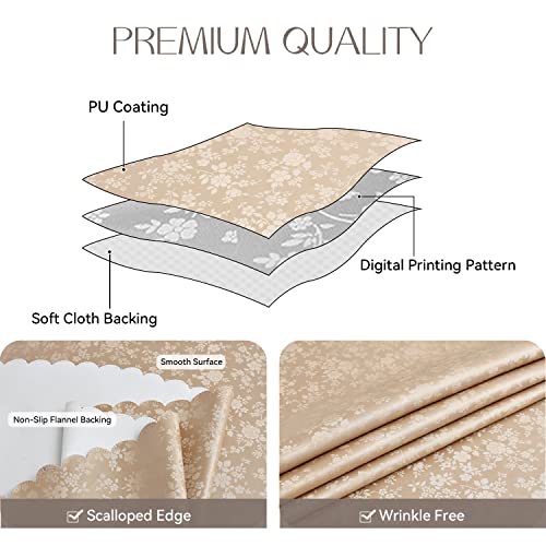Image of Romanstile Waterproof Vinyl Tablecloth Rectangle, 60 x 102 Inch, Rose Champagne