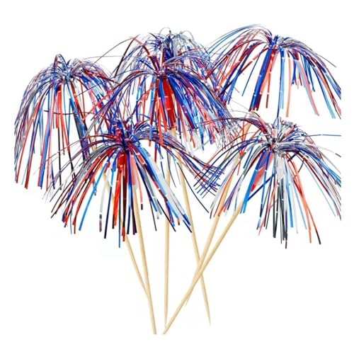 Votuyet 100 Pack Patriotic Cocktail Picks, Decorative Firework Picks Red