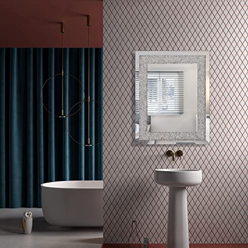 Crystal Crush Diamond Wall Mirror Rectangle Silver Mirror For Home Decoration Wall Decoration Wall Hang Frameless Mirror Acrylic Diamond Wall-Mounted Mirror Home Décor #TOP6