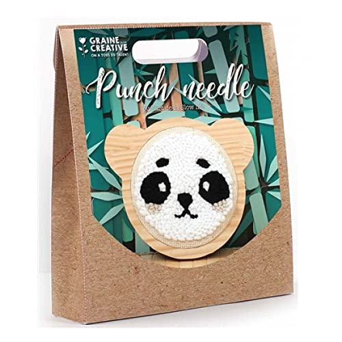 Graine Créative Punch needle box - Small panda ø 15 cm, White